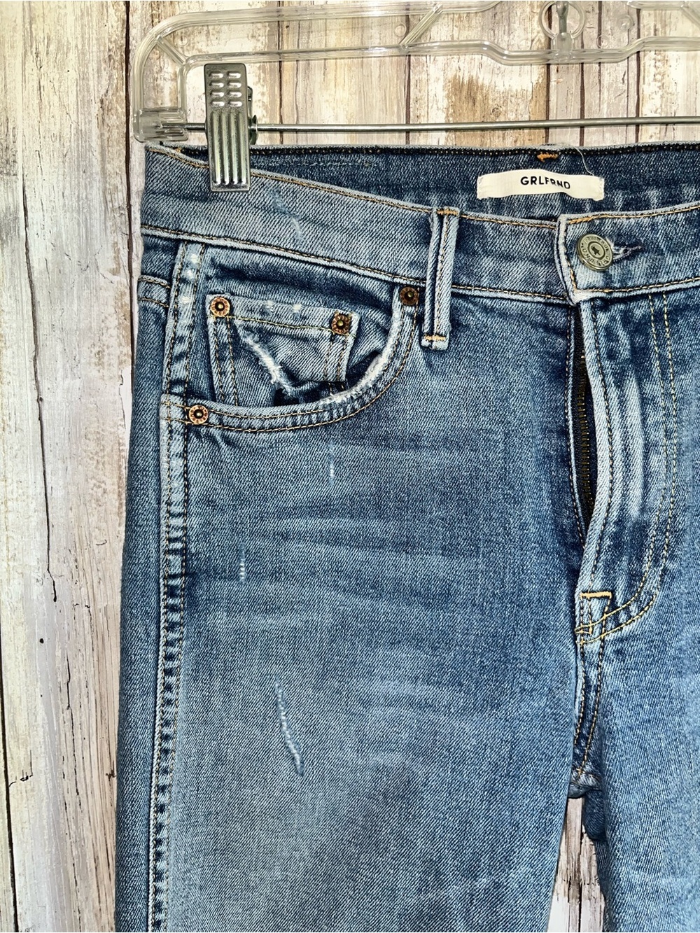 GRLFRND Naomi High Rise 26 Distressed Straight Crop Revolve I Will Survive Wash - Picture 3 of 9
